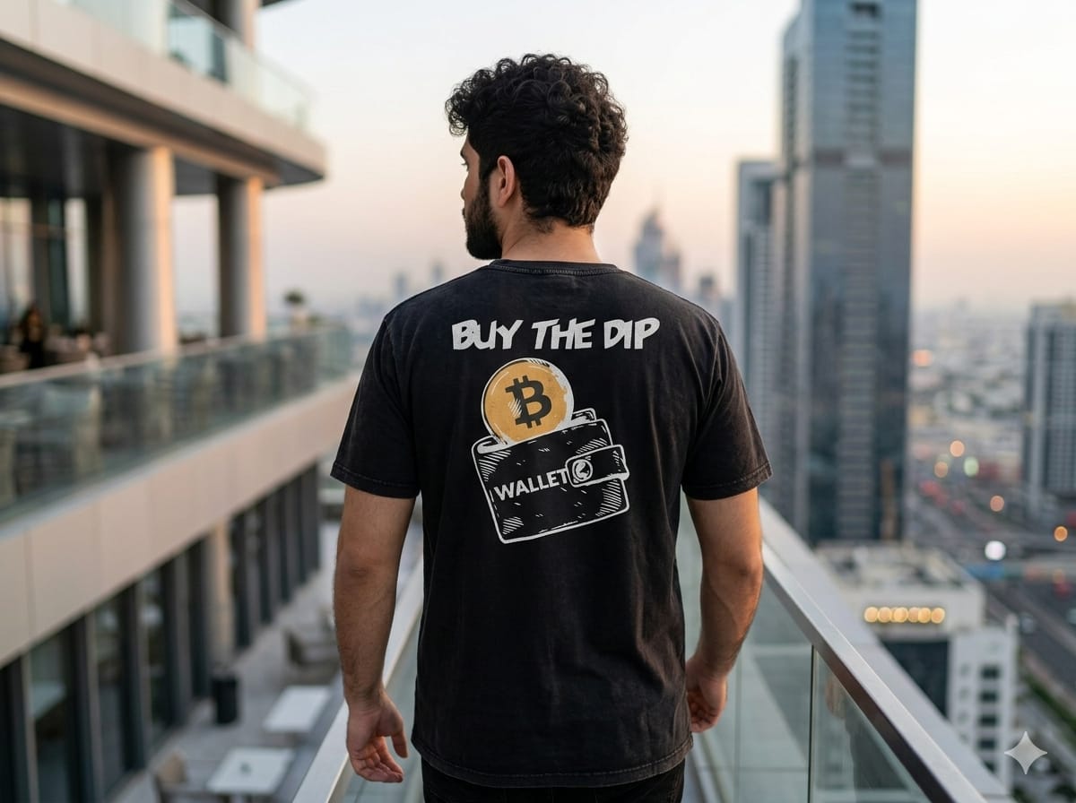Buy The Dip, Vintage Black Bitcoin T-Shirt - Image 4